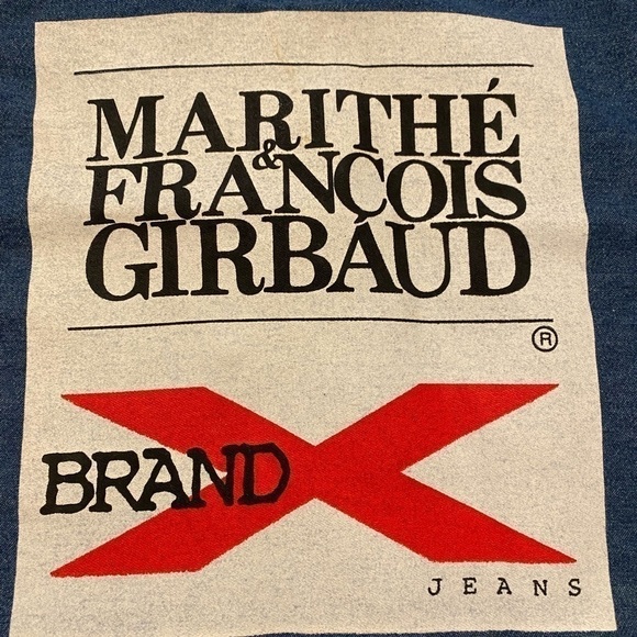 MARITHE FRANCOIS GIRBAUD Vintage 90’s Denim Sackpack, 17” x 14”